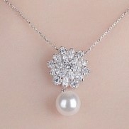 Silver Cluster Hanging Pearl Necklace