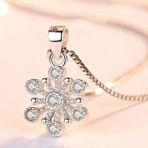 Silver Crystal Ice Flower Necklace