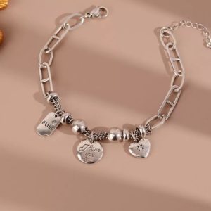 Silver U Shape Charm Bracelet
