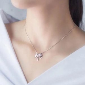 Silver Uneven Strips Necklace