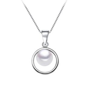 Silver Circle Natural Freshwater Pearl Necklace