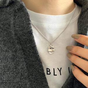 Silver Irregularity Disc Necklace