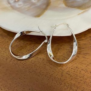Silver Large Oval Hoop Earrings