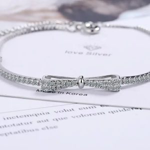 Silver CZ Bow Bracelet