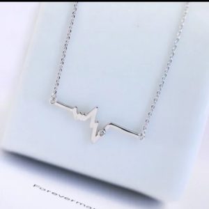 Silver Heartbeat and CZ Necklace