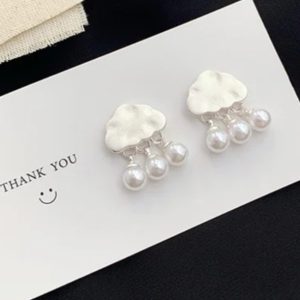 Silver Cloud and Pearls Earrings