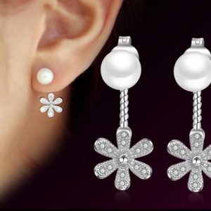 Silver Pearl and Daisy Earrings