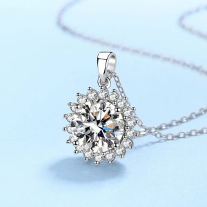 1ct Moissanite Sunflower Necklace