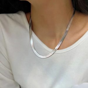 Silver Flat Snake Necklace