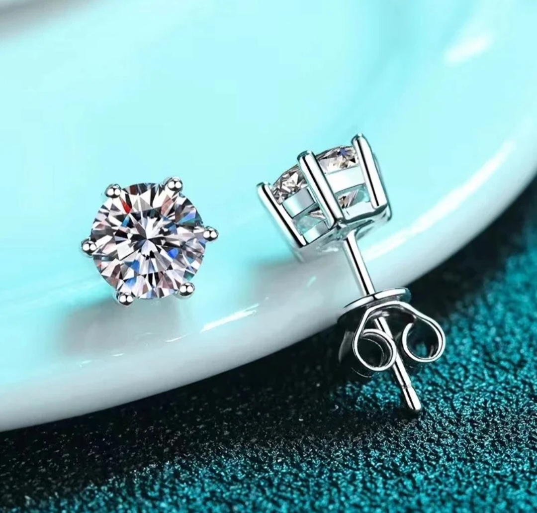 1ct Moissanite Snow Flake Earrings - Image 2