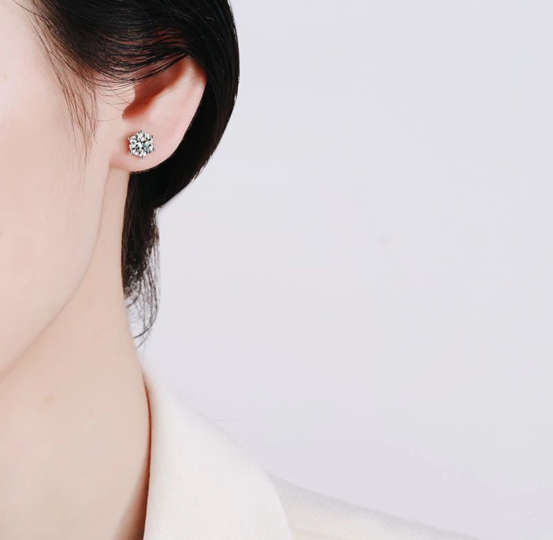 1ct Moissanite Snow Flake Earrings - Image 3