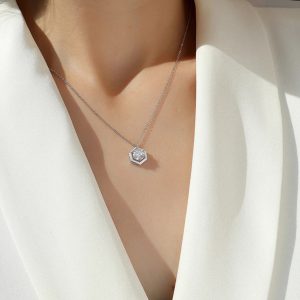 1ct Moissanite Hexagon Shape Necklace