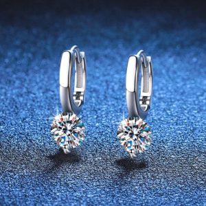 1ct Moissanite Hoop Earrings