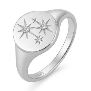 Silver Starlight Whisper Signet Ring