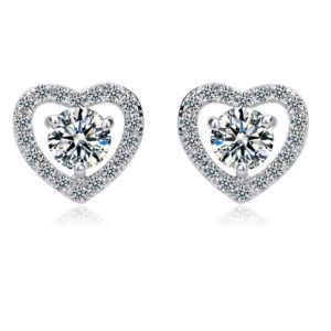 1ct Moissanite Heart Earrings