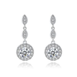 Silver CZ Hanging Earrings