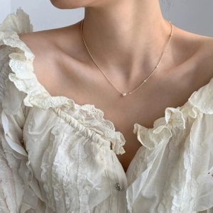 Silver Irregular Mellet Bead Necklace