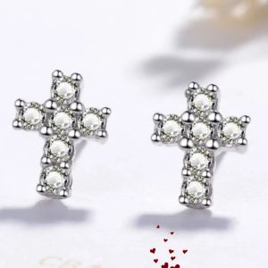 Silver Little Cross Stud Earrings