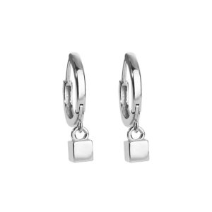 Silver Hanging Little Square Earrings