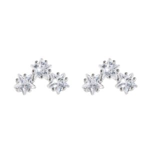 Silver Three Star Earrings