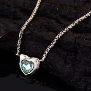 Silver Blue CZ Heart Necklace