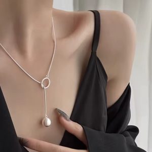 Silver Brushed Bead Ball Necklace