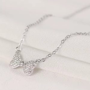 Silver Heart Shaped CZ Necklace