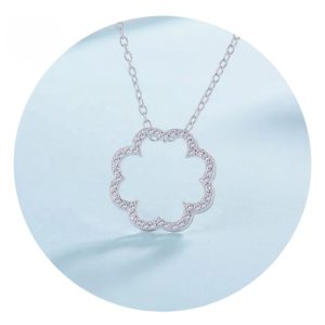 Silver Scrunched Scallops CZ Necklace.