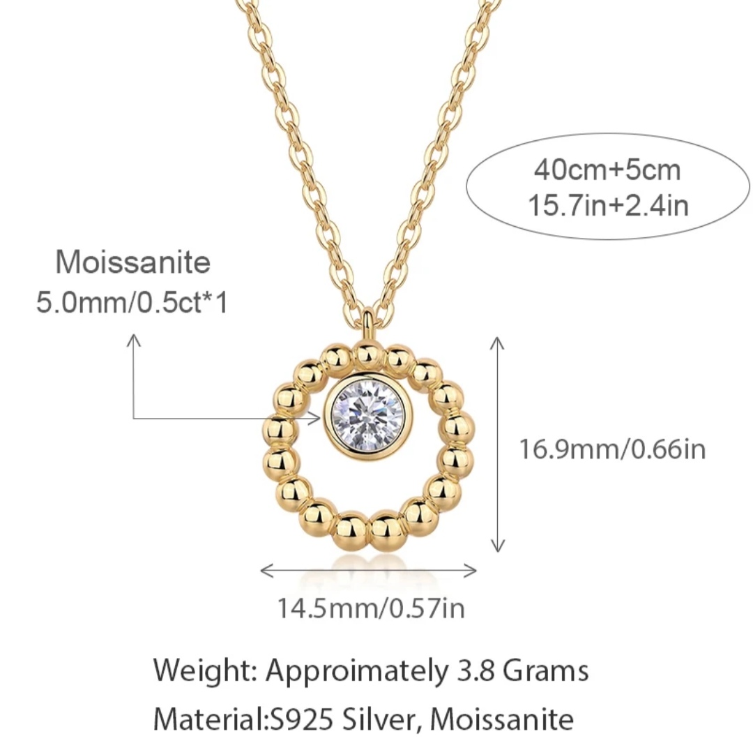 .50 Moissanite Beaded Circle Necklace. - Image 4