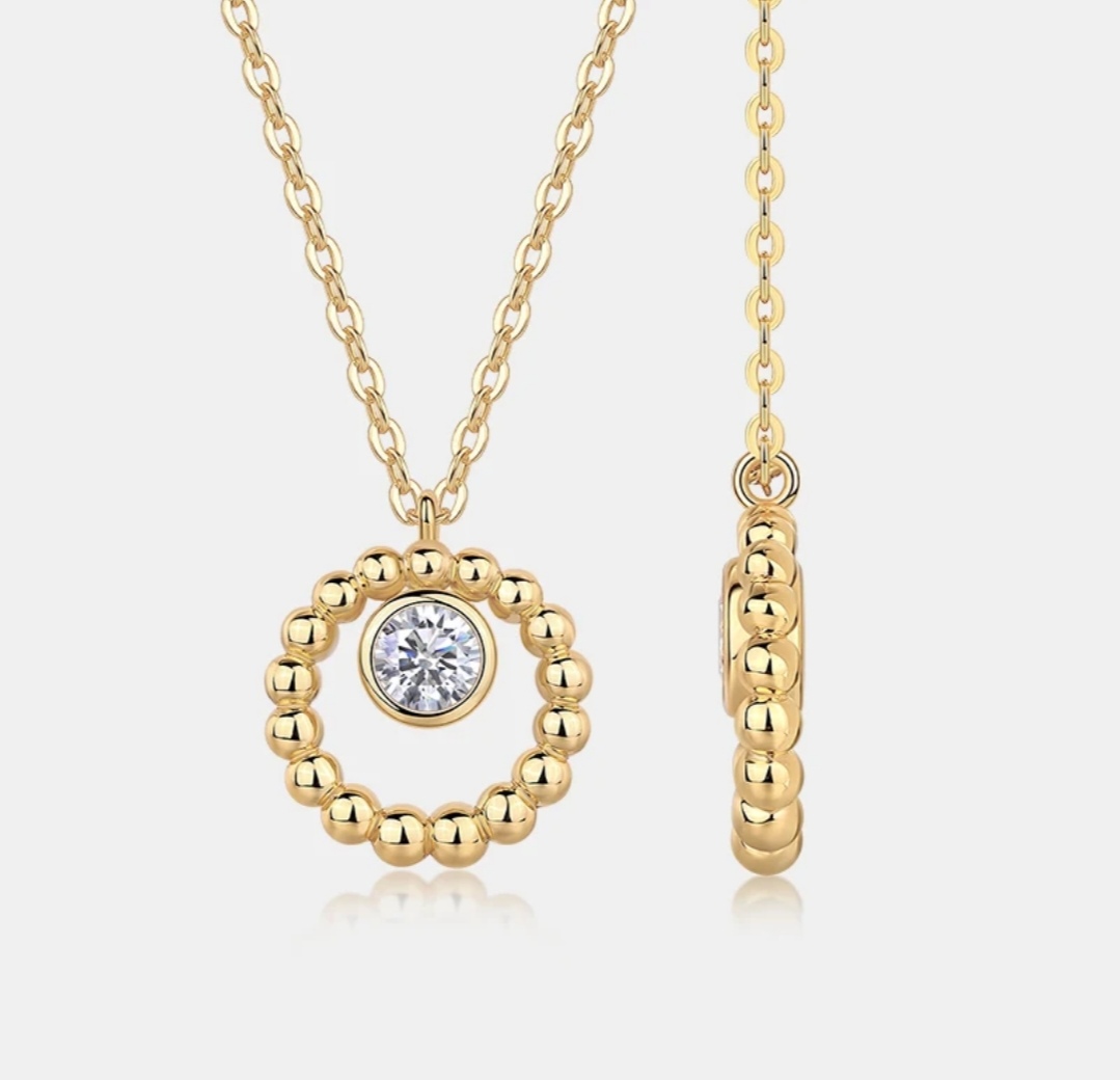 .50 Moissanite Beaded Circle Necklace. - Image 3