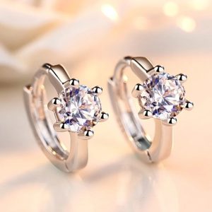 Silver CZ Hoop Earring