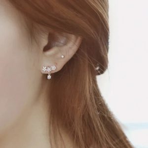 Silver Hanging CZ Star Earrings
