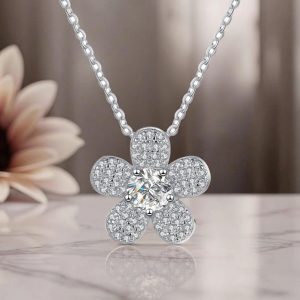 .50ct Moissanite Flower Necklace