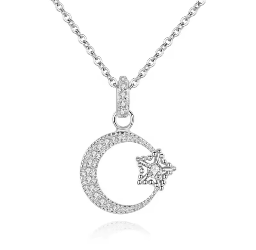 Silver Moon and Star Necklace - Image 3