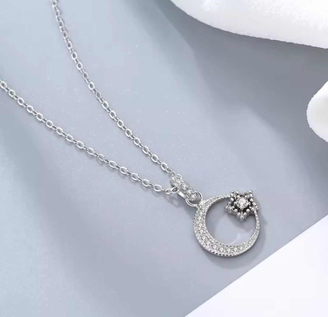 Silver Moon and Star Necklace - Image 4