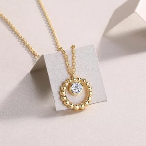 .50 Moissanite Beaded Circle Necklace.