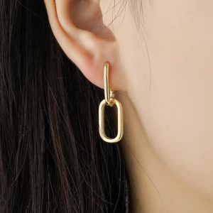 Silver Double Oval Hoop Earrings