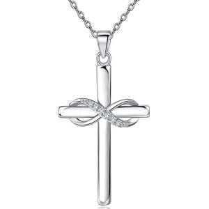 Silver Infinite Symbol Cross Necklace