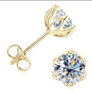 14k Gold Filled 1ct Moissanite Protea Stud Earrings
