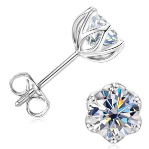 2ct Moissanite Protea Stud Earrings