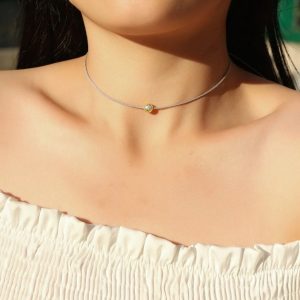 .30ct Moissanite Silver Circle Shape Rope Necklace.