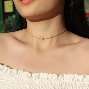 .30ct Moissanite Gold Circle Shape Rope Necklace